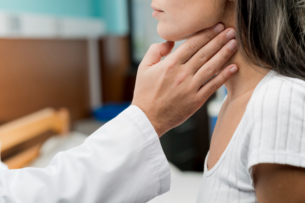 doctor performing routine medical checkup